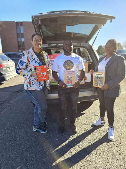 Collecting donated books for shipment to Liberia