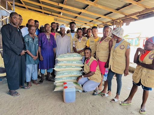 Volunteers with food supplies ready for distribution