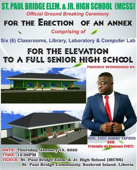 Announcement of the six-classroom annex, library and computer lab
