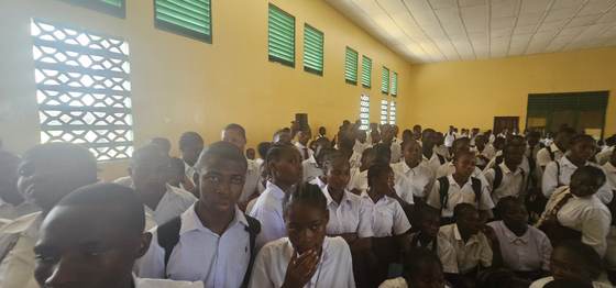 Students listen during a Friends of Tapson assembly