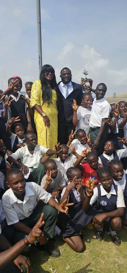 Pupils celebrate during a school visit
