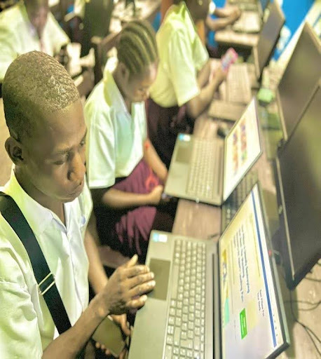The computer lab connected through the internet donation